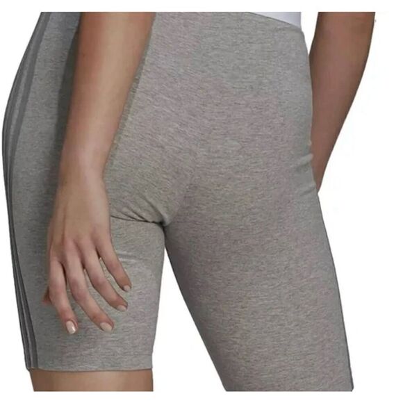 Adidas NWT WOMENS must haves 3 striped Biker shorts tights gray - Picture 5 of 7